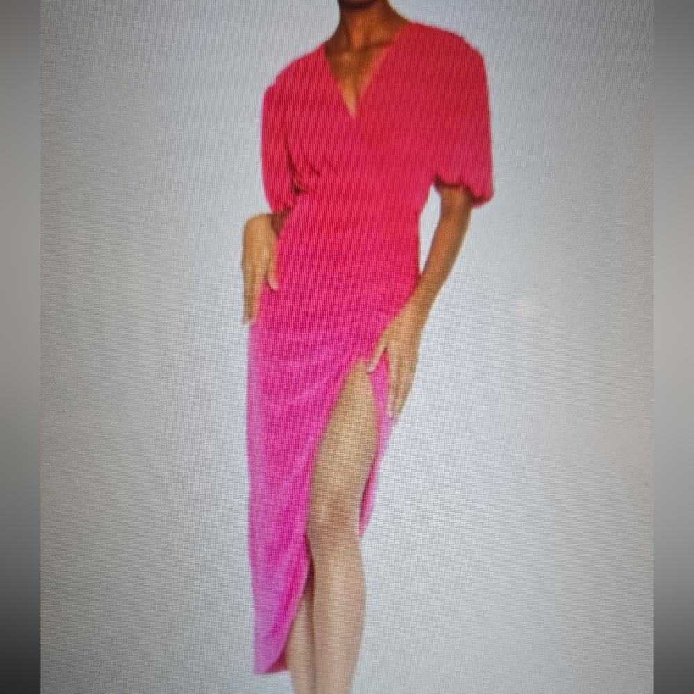 Alexia Admor Pink Asymmetrical Ruched Wrap Dress